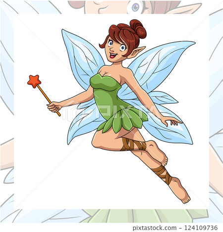 Cartoon cute little fairy on white background Cartoon cute little fairy on white background 124109736