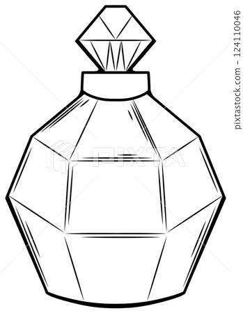 Octagonal perfume bottle with a diamond-shaped cap Octagonal perfume bottle with a diamond-shaped cap 124110046