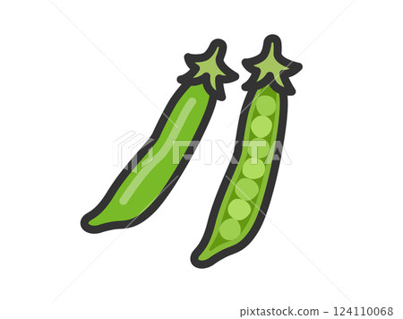 帶皮的豌豆圖示插圖（線條畫顏色） 124110068