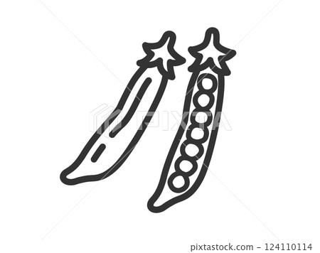 帶皮的豌豆圖示的線條畫插圖 124110114