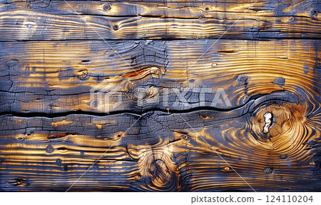 Detailed view of weathered wood planks with rusty nails. Generate AI 124110204