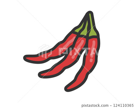 辣椒圖示插圖(線條描彩色) 辣椒圖示插圖(線條描彩色) 124110365