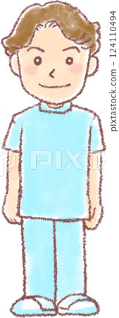 Young male caregiver_whole body Young male caregiver_whole body 124110494