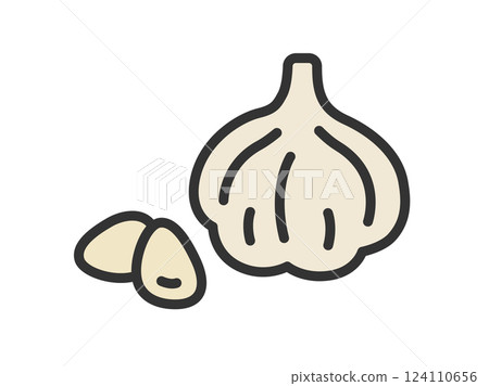 Illustration of garlic icon (line drawing color) 124110656