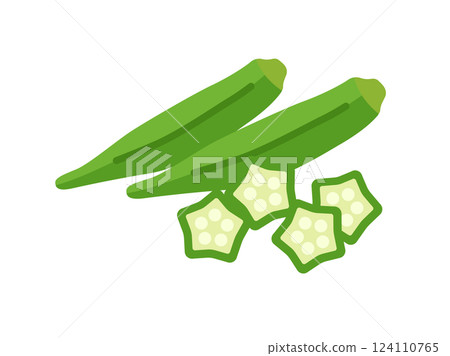 Illustration of a cut okra icon 124110765