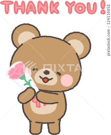 Smiling bear holding a carnation 124110858