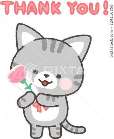 Cat with a carnation Cat with a carnation 124110859