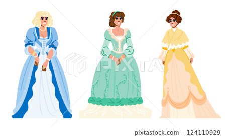 crinoline victorian woman outfit vector 124110929