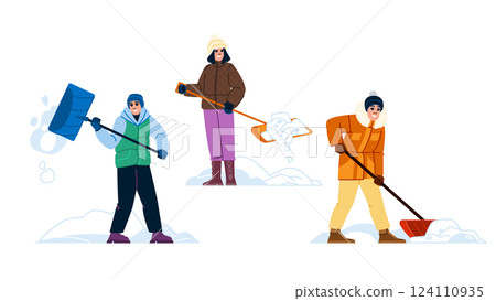 blizzard snow shovel winter vector blizzard snow shovel winter vector 124110935