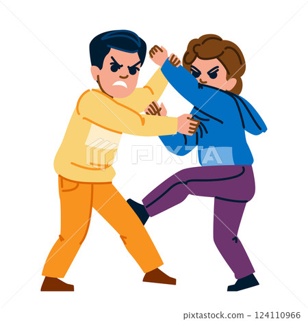 wrestle kid boy fight vector 124110966