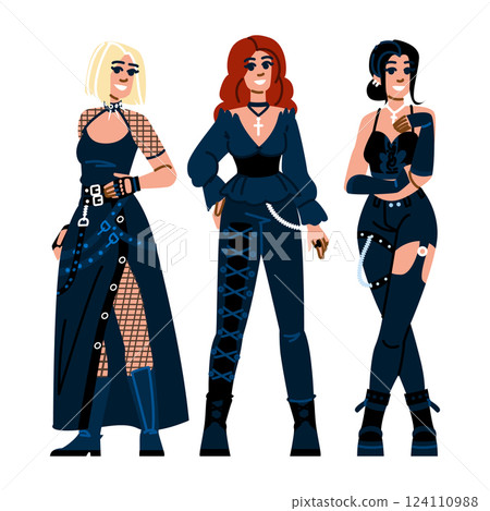 victorian gothic woman fashion vector 124110988