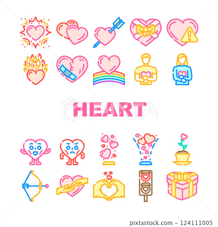 heart love romance icons set vector heart love romance icons set vector 124111005