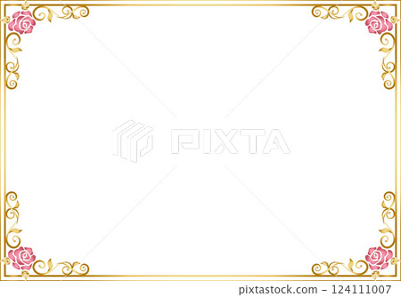 Vintage calligraphy style frame material 79 <Rose decorative frame> Vintage calligraphy style frame material 79 <Rose decorative frame> 124111007