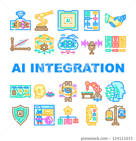 ai integration deep learning icons set vector ai integration deep learning icons set vector 124111015