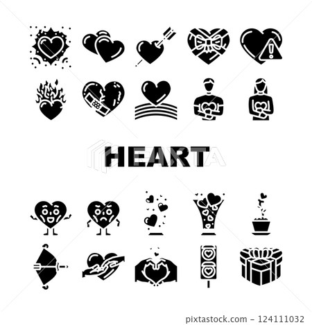 heart love romance icons set vector 124111032