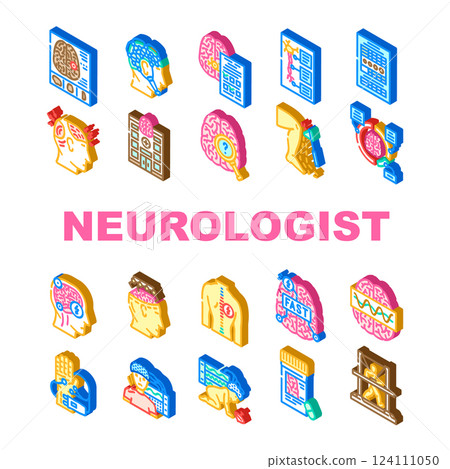 neurologist brain neurons icons set vector 124111050