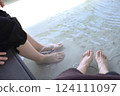 Two people soaking in a foot bath 124111097