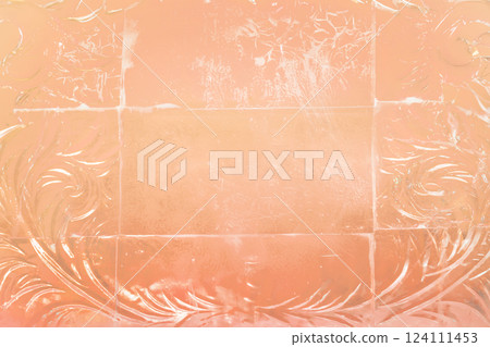 The orange ice background is real. Ice cube wall background for postcards for new year, winter holidays and Christmas The orange ice background is real. Ice cube wall background for postcards for new year, winter holidays and Christmas 124111453