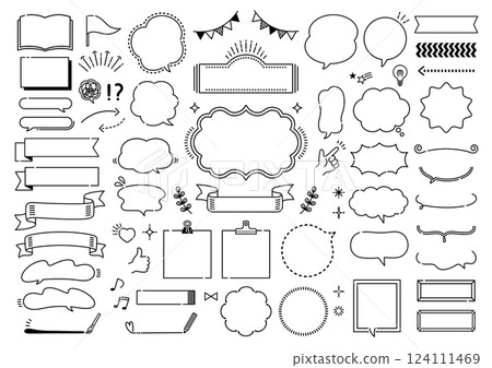 Pop and fun black line speech bubble set 124111469