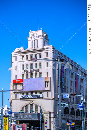 Tokyo cityscape in Japan in March. View of Asakusa Station and other areas. (Asakusa bustling with tourists) = 17th Tokyo cityscape in Japan in March. View of Asakusa Station and other areas. (Asakusa bustling with tourists) = 17th 124111736