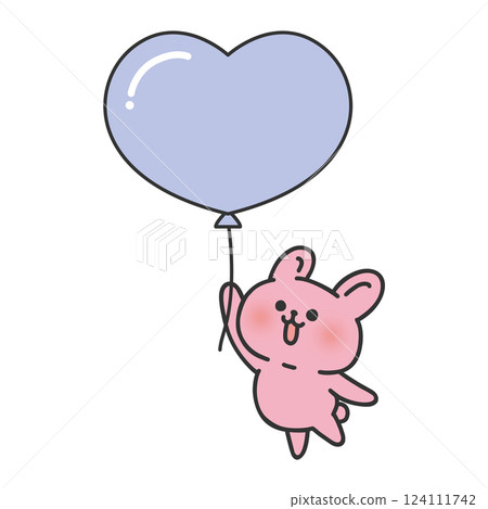 Rabbit flying with a balloon 124111742