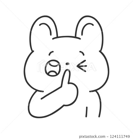 安靜的兔子-線條畫 124111749