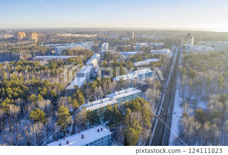 Architecture of last century and new modern campus of Novosibirsk University in Russia Architecture of last century and new modern campus of Novosibirsk University in Russia 124111823