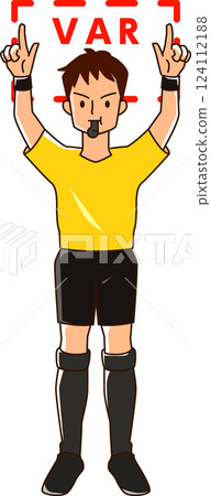 The referee gives a VAR instruction The referee gives a VAR instruction 124112188
