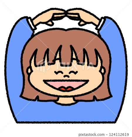 Illustration of a woman making a circle with her hands 124112619