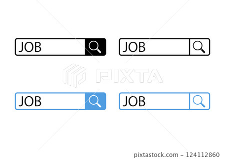 Variation illustration of searching for a job using a search box 124112860