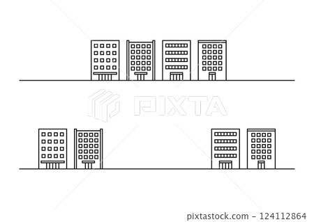 辦公區和塔樓公寓的線描插圖 124112864