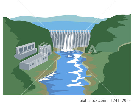 水壩插圖:惠那峽大壩水壩 水壩插圖:惠那峽大壩水壩 124112964