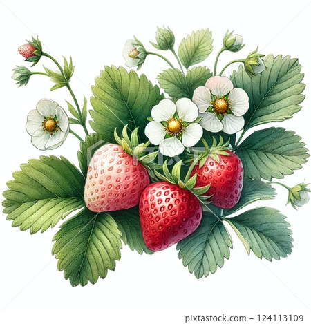 watercolor strawberry illustration 124113109
