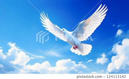 White dove of peace, Generative AI, AI images White dove of peace, Generative AI, AI images 124113142