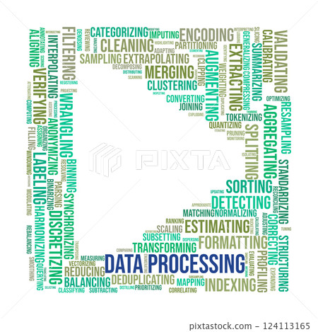 Data Processing Word Cloud. Essential Data Handling and Transformation Methods 124113165
