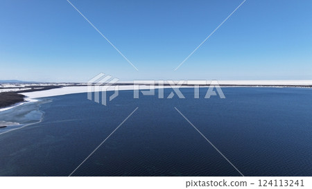 Drift ice around Lake Saroma, Hokkaido February 24, 2025 Sunset around the brackish lake Abashiri drift-ice 124113241