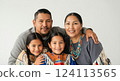 Native american family celebrating tradition with cultural attire for diversity awareness 124113565