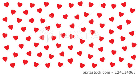 Red hearts pattern on white background. Simple seamless design Red hearts pattern on white background. Simple seamless design 124114065