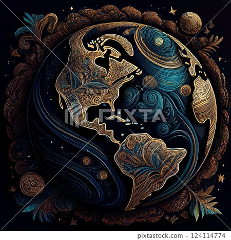 Earth floating in space illustration 124114774