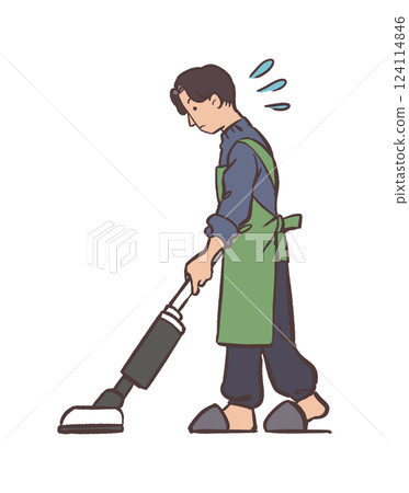 A male sucking a vacuum cleaner 124114846
