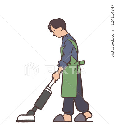 A male sucking a vacuum cleaner 124114847