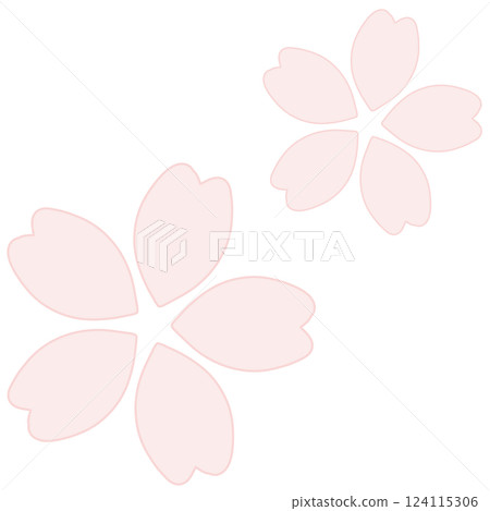 兩朵淡粉紅櫻花的簡單插畫 124115306