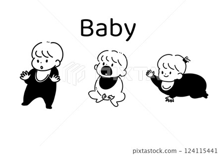 Cute baby illustration set Cute baby illustration set 124115441