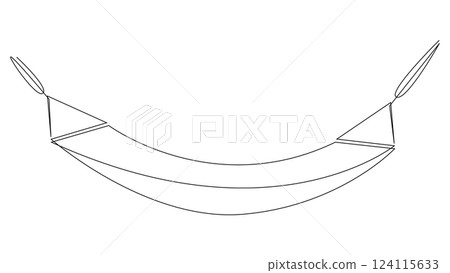 Hammock one line drawing. Minimalist trendy line art. Contour vector illustration, editable stroke Hammock one line drawing. Minimalist trendy line art. Contour vector illustration, editable stroke 124115633