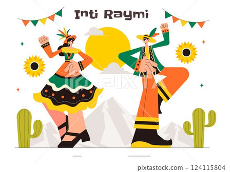 Inti Raymi Vector Illustration, Translation: Celebration of the Sun for a Traditional Religious Ceremony on June 24 in a Flat Style Cartoon Background Inti Raymi Vector Illustration, Translation: Celebration of the Sun for a Traditional Religious Ceremony on June 24 in a Flat Style Cartoon Background 124115804
