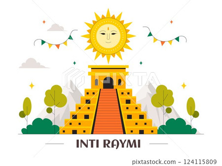 Inti Raymi Vector Illustration, Translation: Celebration of the Sun for a Traditional Religious Ceremony on June 24 in a Flat Style Cartoon Background Inti Raymi Vector Illustration, Translation: Celebration of the Sun for a Traditional Religious Ceremony on June 24 in a Flat Style Cartoon Background 124115809