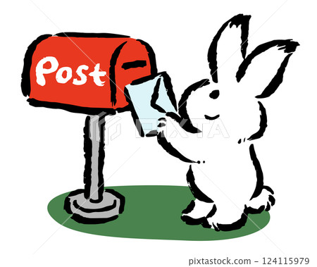 一隻兔子往信箱寄信 124115979