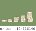 堆疊硬幣的插圖（綠色） 124116140
