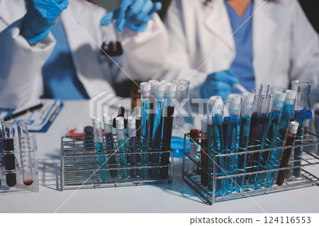Researchers working in the clinical laboratory 124116553