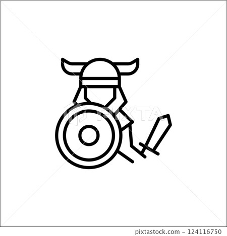 Viking Warrior with Shield icon. Viking Warrior with Shield icon. 124116750